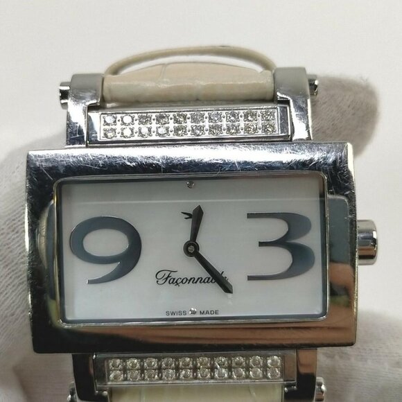 Façonnable 38mm Silver Diamond Square Watch 862915 main image 7